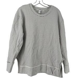 Daily Ritual Pullover Knit Top Womens Size XL Black White Striped Cotton Casual